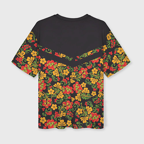 Женская футболка оверсайз Полосатая хохлома / 3D-принт – фото 2