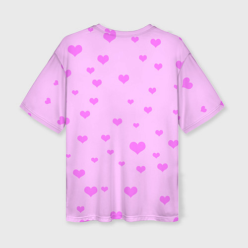 Женская футболка оверсайз Сердечки розовые абстракция / 3D-принт – фото 2