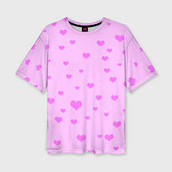 Женская футболка оверсайз Сердечки розовые абстракция