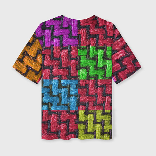 Женская футболка оверсайз Грубая вязка - цветная клетка - fashion 2044 / 3D-принт – фото 2