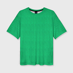 Футболка оверсайз женская Зеленый вязаный свитер, цвет: 3D-принт