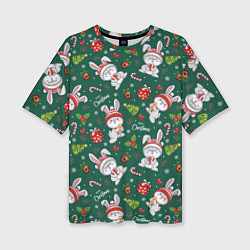 Женская футболка оверсайз Merry Christmas Rabbit 2023