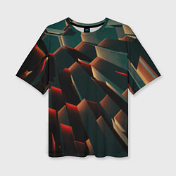 Женская футболка оверсайз Абстрактная геометрия во тьме