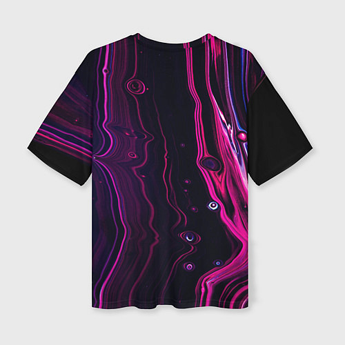 Женская футболка оверсайз Фиолетовые линии песка во тьме / 3D-принт – фото 2