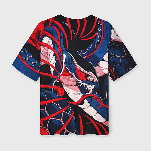 Женская футболка оверсайз Шогун Райден на фоне змеи / 3D-принт – фото 2