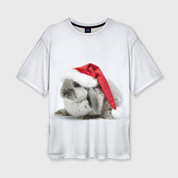 Женская футболка оверсайз Рождественский кролик - 2023
