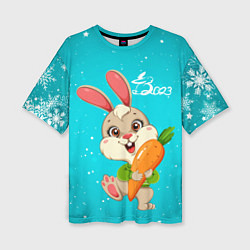 Женская футболка оверсайз Зайчик 2023 с морковкой