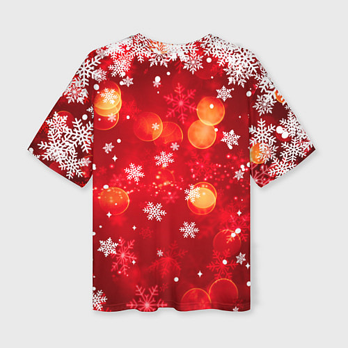 Женская футболка оверсайз Зайчик и снегопад / 3D-принт – фото 2