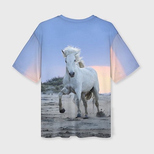 Женская футболка оверсайз Белый конь / 3D-принт – фото 2