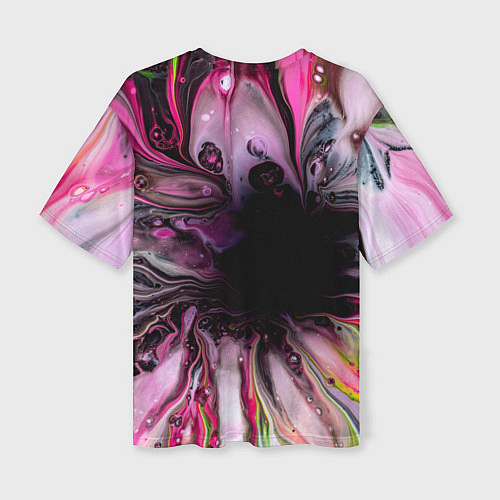 Женская футболка оверсайз Розовые краски и волны / 3D-принт – фото 2
