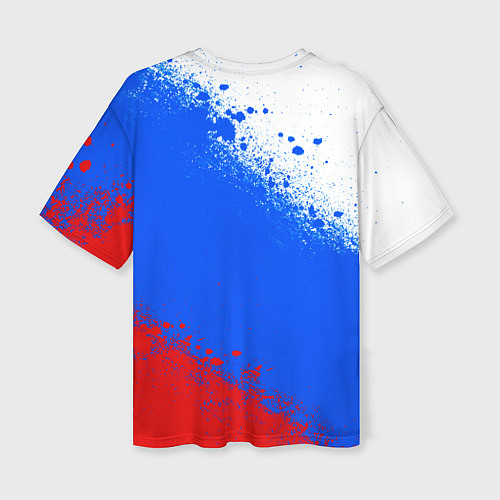 Женская футболка оверсайз Флаг России - триколор / 3D-принт – фото 2