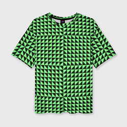 Женская футболка оверсайз Чёрно-зелёная оптическая иллюзия