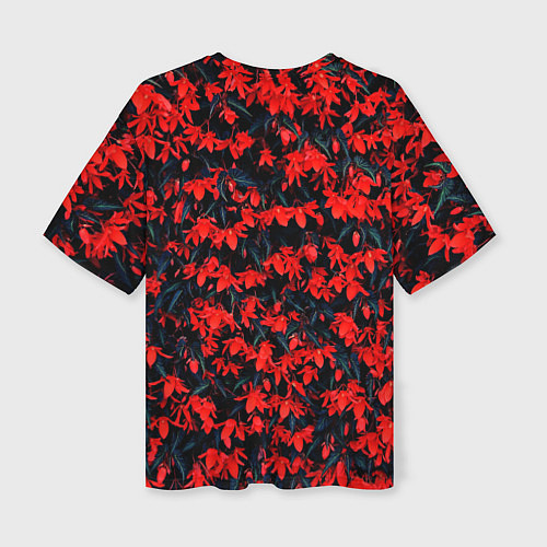 Женская футболка оверсайз Красные бегонии / 3D-принт – фото 2