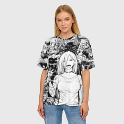 Футболка оверсайз женская Power Человек бензопила манга страницы, цвет: 3D-принт — фото 2