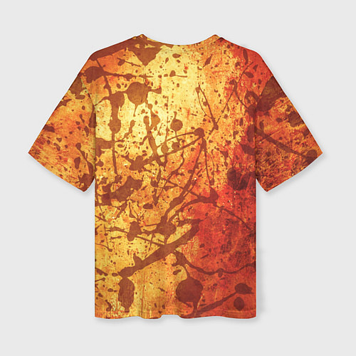 Женская футболка оверсайз Текстура - Orange in dark splashes / 3D-принт – фото 2