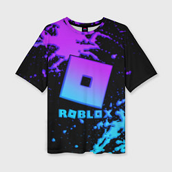 Женская футболка оверсайз Roblox logo neon gradient