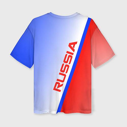 Женская футболка оверсайз Россия полосы с гербом / 3D-принт – фото 2