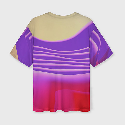 Женская футболка оверсайз Волнообразные листы разных цветов / 3D-принт – фото 2