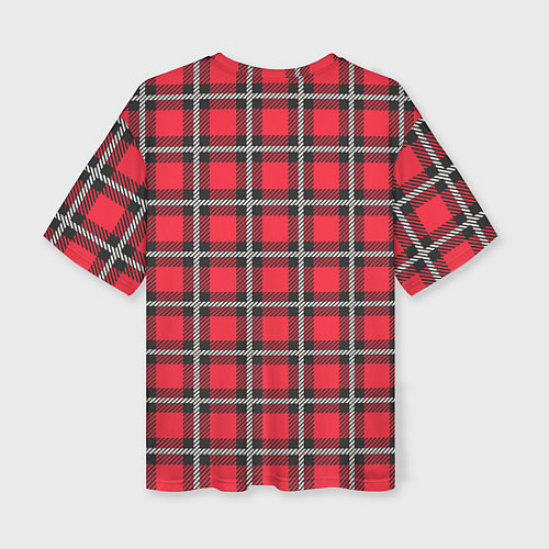 Женская футболка оверсайз Красная шотландская клетка / 3D-принт – фото 2