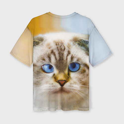 Женская футболка оверсайз Кошка породы шотландская вислоухая косоглазая / 3D-принт – фото 2