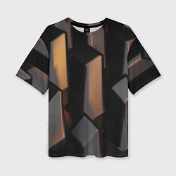 Женская футболка оверсайз Абстрактные тёмные геометрические блоки