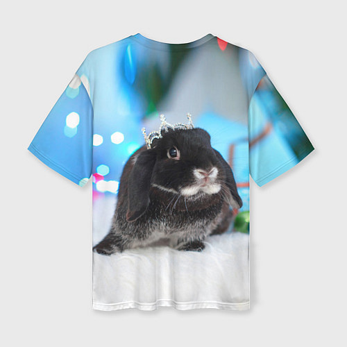Женская футболка оверсайз Кролик символ нового года / 3D-принт – фото 2