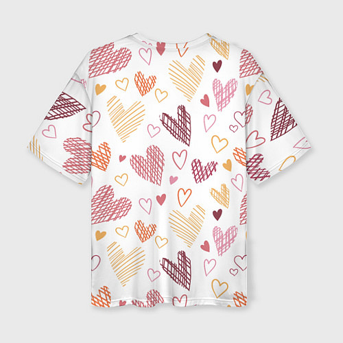 Женская футболка оверсайз Hearts world / 3D-принт – фото 2