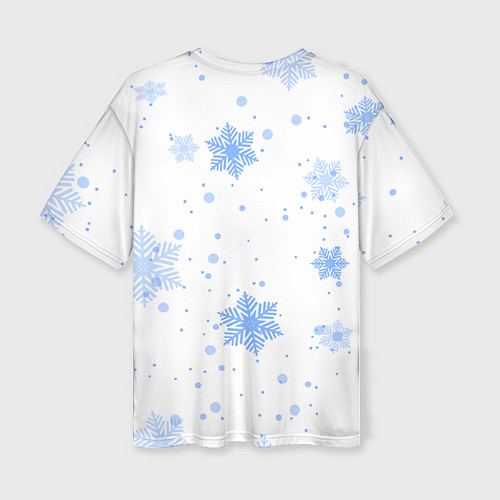 Женская футболка оверсайз Снеговик со снежинками / 3D-принт – фото 2