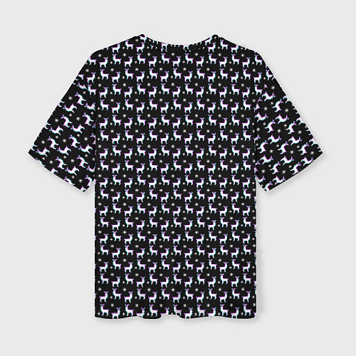 Женская футболка оверсайз Glitch свитер с оленями / 3D-принт – фото 2