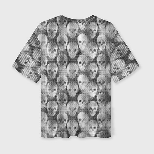 Женская футболка оверсайз Череп эффект вязаного изделия / 3D-принт – фото 2