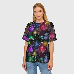 Футболка оверсайз женская Разноцветные узоры, цвет: 3D-принт — фото 2