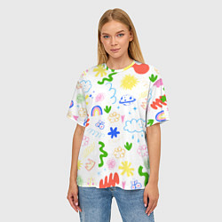 Футболка оверсайз женская Детские рисунки, цвет: 3D-принт — фото 2