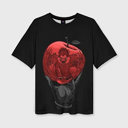 Женская футболка оверсайз Рюк и красное яблоко