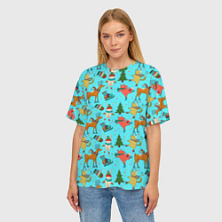 Футболка оверсайз женская Animals on the rink, цвет: 3D-принт — фото 2