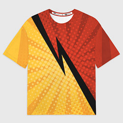 Футболка оверсайз женская Желтая красная молния, цвет: 3D-принт
