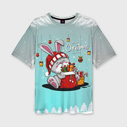 Футболка оверсайз женская Новогодний заяц, цвет: 3D-принт