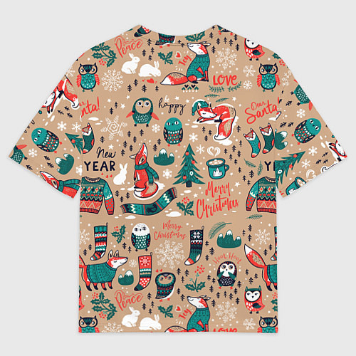 Женская футболка оверсайз New Year Merry Christmas / 3D-принт – фото 2