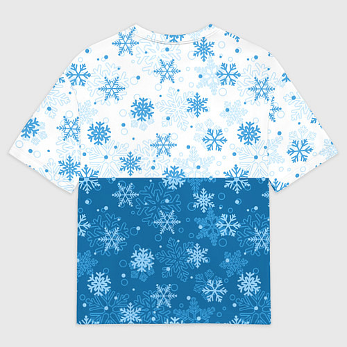 Женская футболка оверсайз Снежинки день - ночь / 3D-принт – фото 2