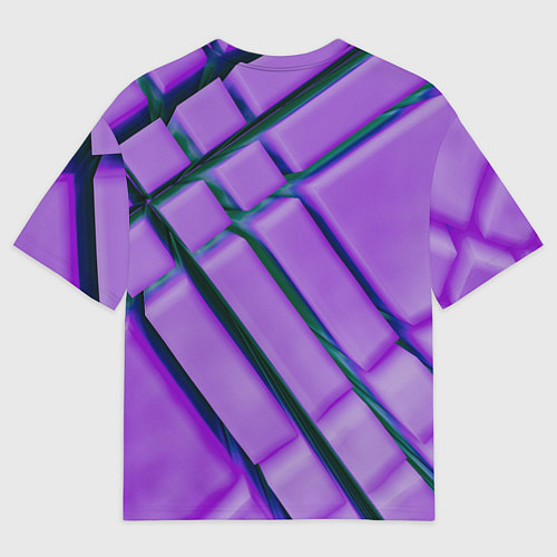 Женская футболка оверсайз Фиолетовый фон и тёмные линии / 3D-принт – фото 2