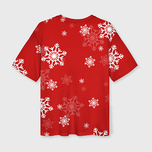 Женская футболка оверсайз Пауэр в новогодней шапочке / 3D-принт – фото 2