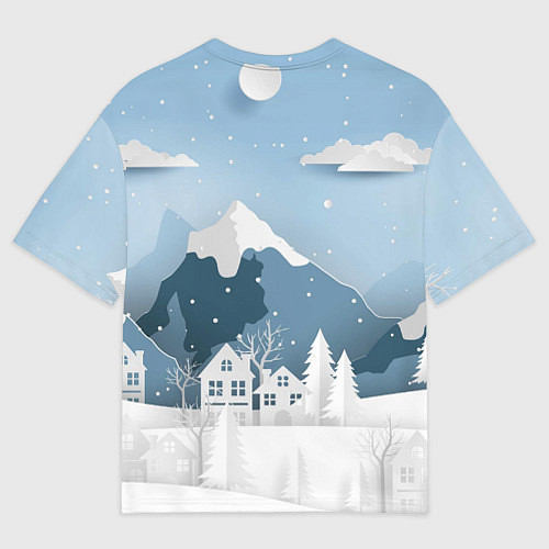 Женская футболка оверсайз Зимний день / 3D-принт – фото 2