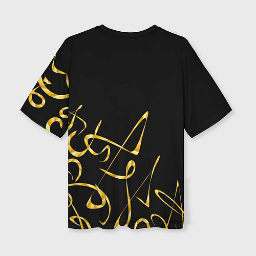 Женская футболка оверсайз Золотая каллиграфия на черном фоне / 3D-принт – фото 2