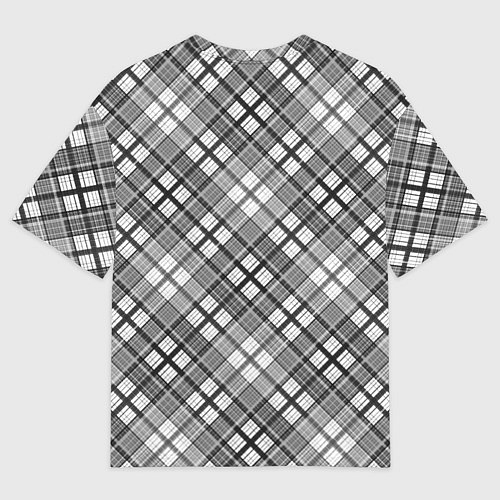 Женская футболка оверсайз Черно белый узор в косую клетку / 3D-принт – фото 2