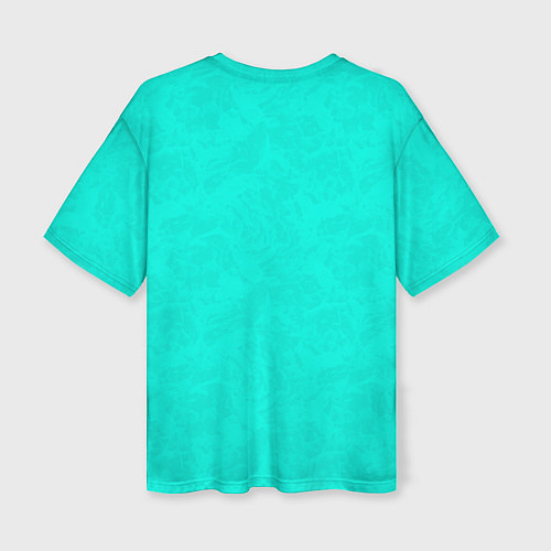 Женская футболка оверсайз Яркий бирюзовый текстурированный / 3D-принт – фото 2