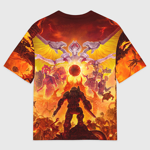 Женская футболка оверсайз Doom в аду / 3D-принт – фото 2