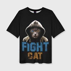 Женская футболка оверсайз Бойцовский клуб : бойцовский кот