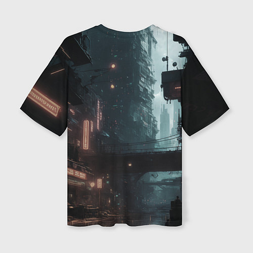 Женская футболка оверсайз Найт Сити - город мечты / 3D-принт – фото 2