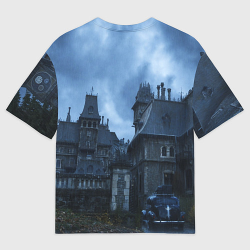 Женская футболка оверсайз Уэнсдэй Аддамс - замок / 3D-принт – фото 2