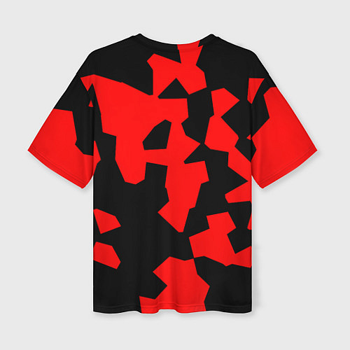 Женская футболка оверсайз Черно-красный авторский арт / 3D-принт – фото 2