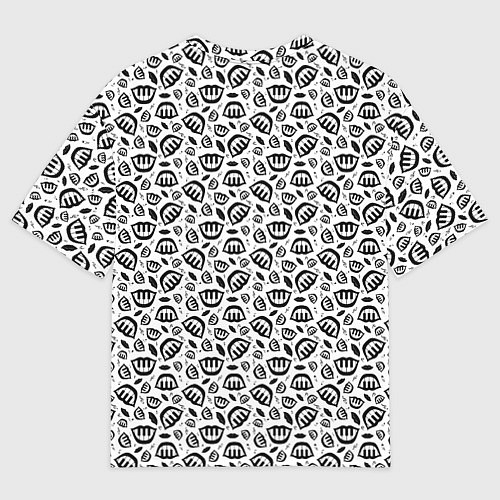 Женская футболка оверсайз Улыбка пианиста, узор на белом фоне / 3D-принт – фото 2